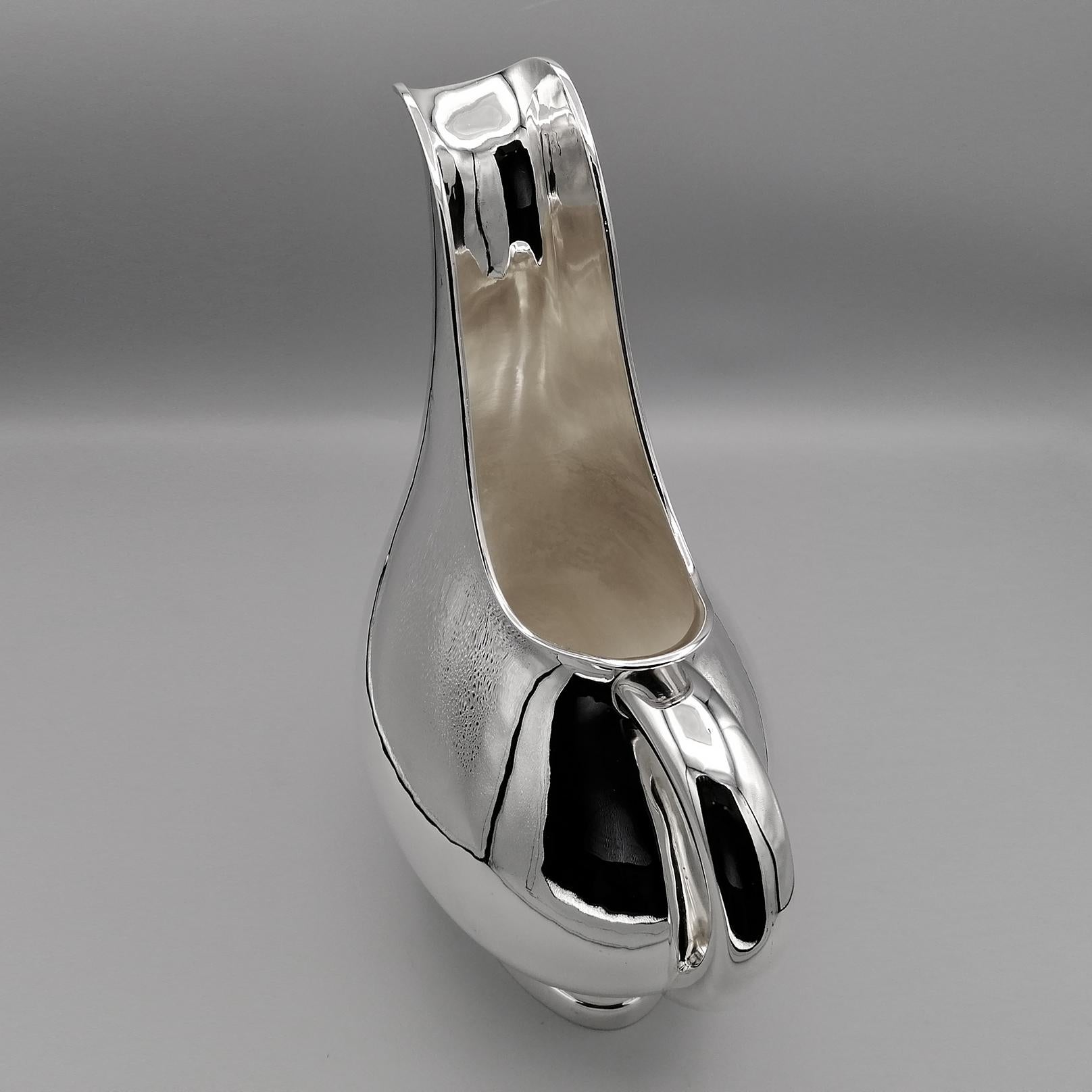 20th Century Italian Modern Solid Silver Jug Pitcher For Sale 5