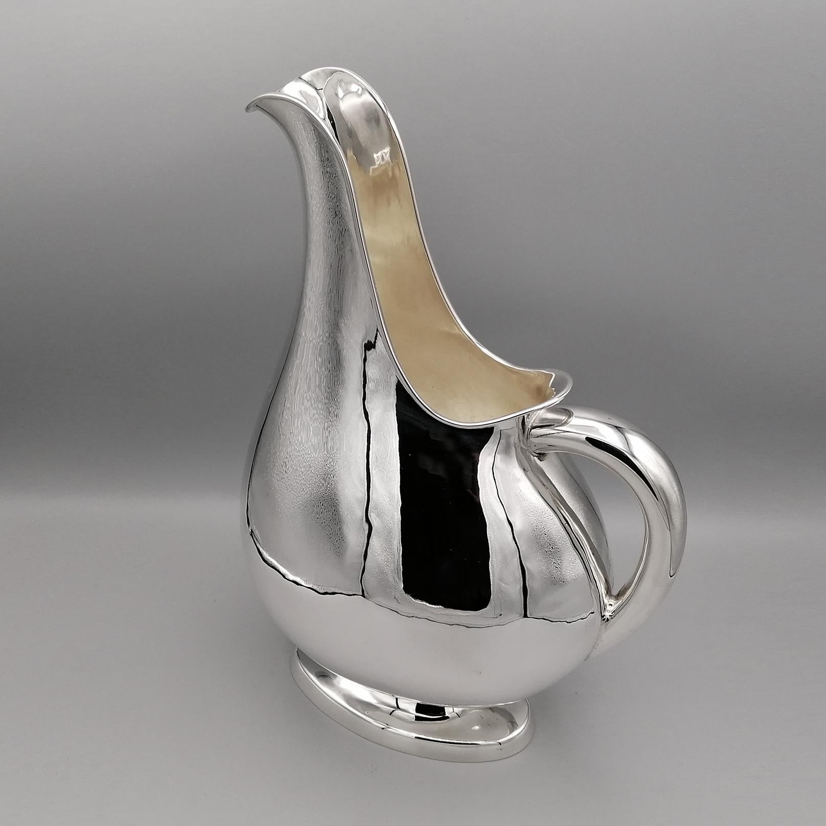 20th Century Italian Modern Solid Silver Jug Pitcher For Sale 6