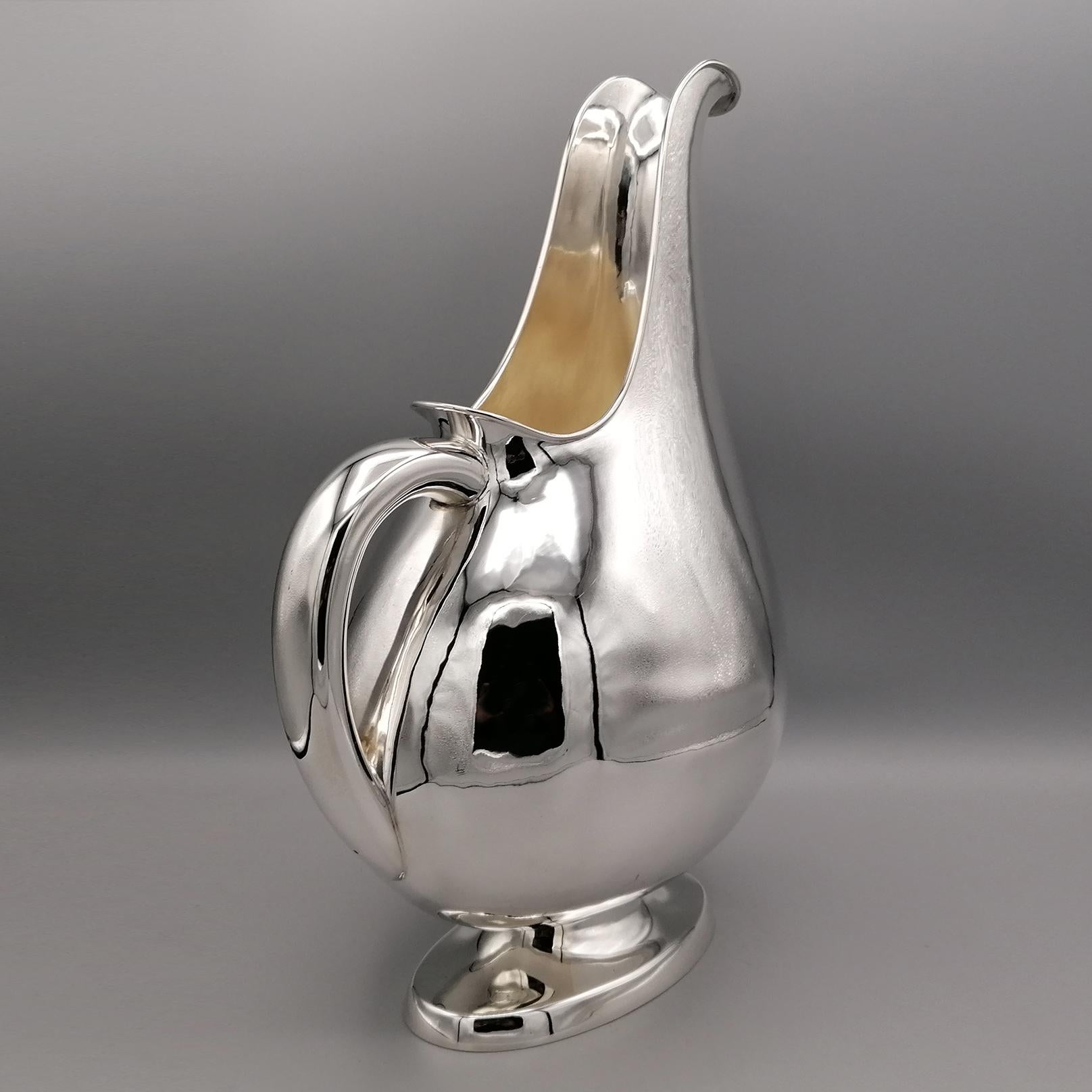 Late 20th Century 20th Century Italian Modern Solid Silver Jug Pitcher For Sale