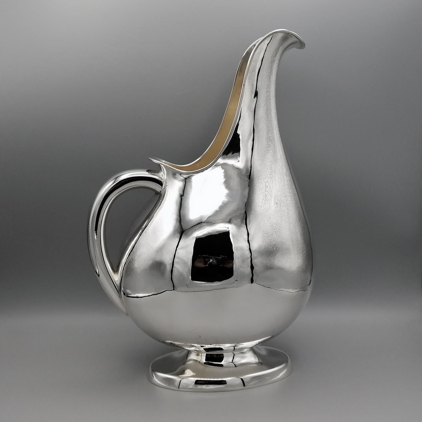 20th Century Italian Modern Solid Silver Jug Pitcher For Sale 1
