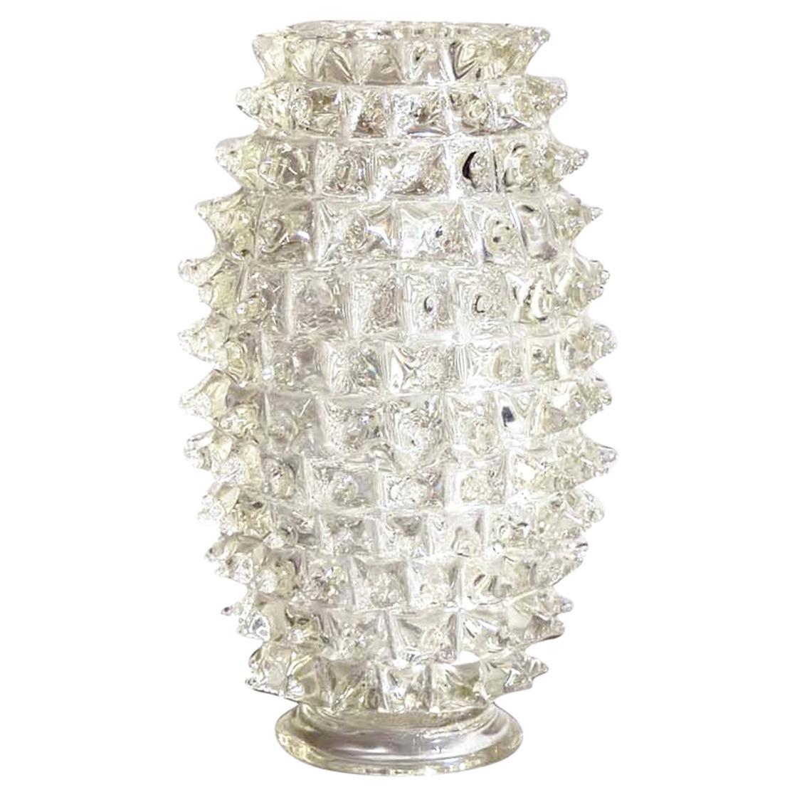 20th Century Italian Modern Vintage Rostri Murano Glass Vase by Ercole Barovier For Sale