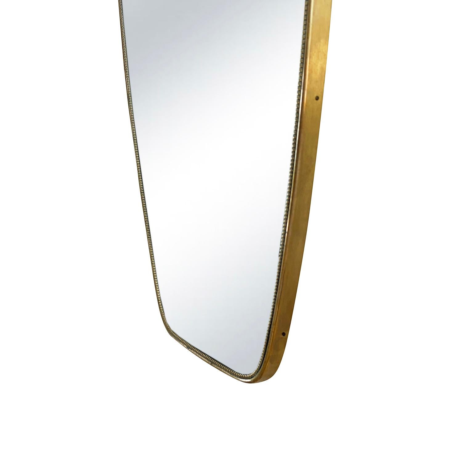 Polished 20th Century Italian Modernist Vintage Mid-Century Brass Wall Glass Mirror For Sale