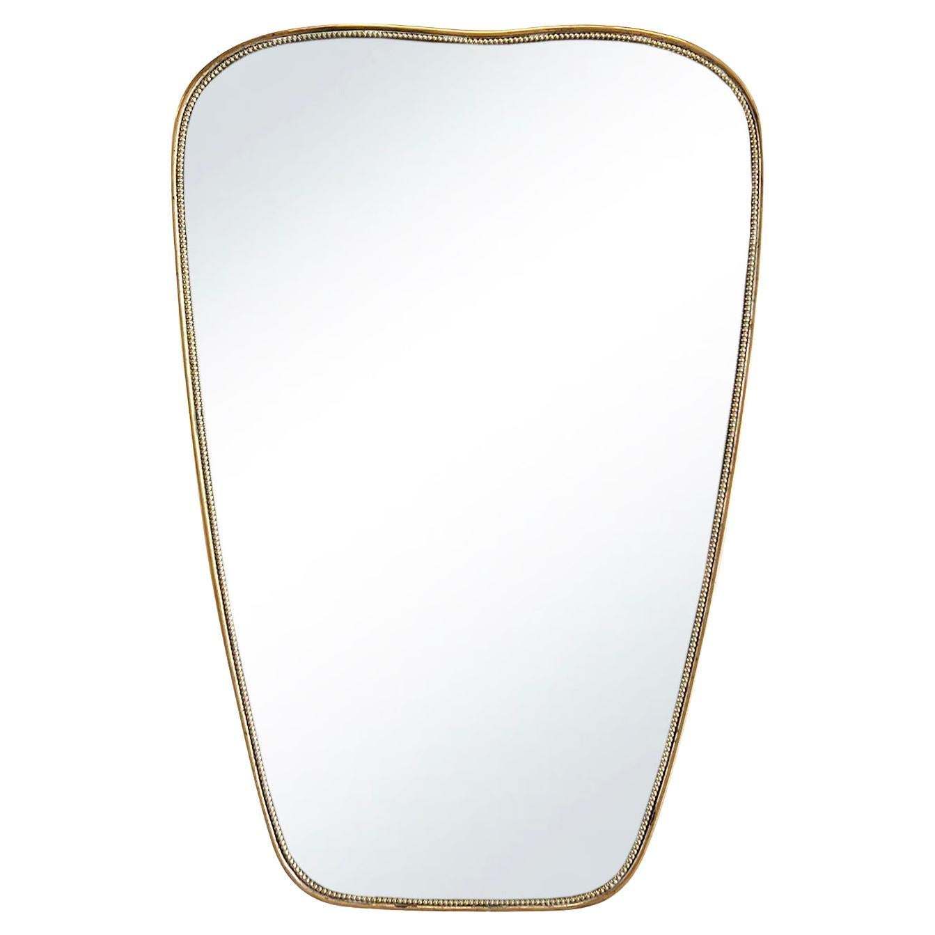 20th Century Italian Modernist Vintage Mid-Century Brass Wall Glass Mirror For Sale at 1stDibs