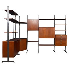 20th Century Italian Modular Teak Wall Cabinet / Bookcase c.1960