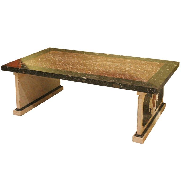 20th Century Italian Polychromed Rectangular Marble Coffee or Cocktail Table For Sale