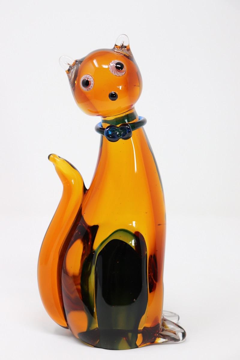 Scultura di gatto in vetro Artistics di Murano del XX secolo in vendita 4