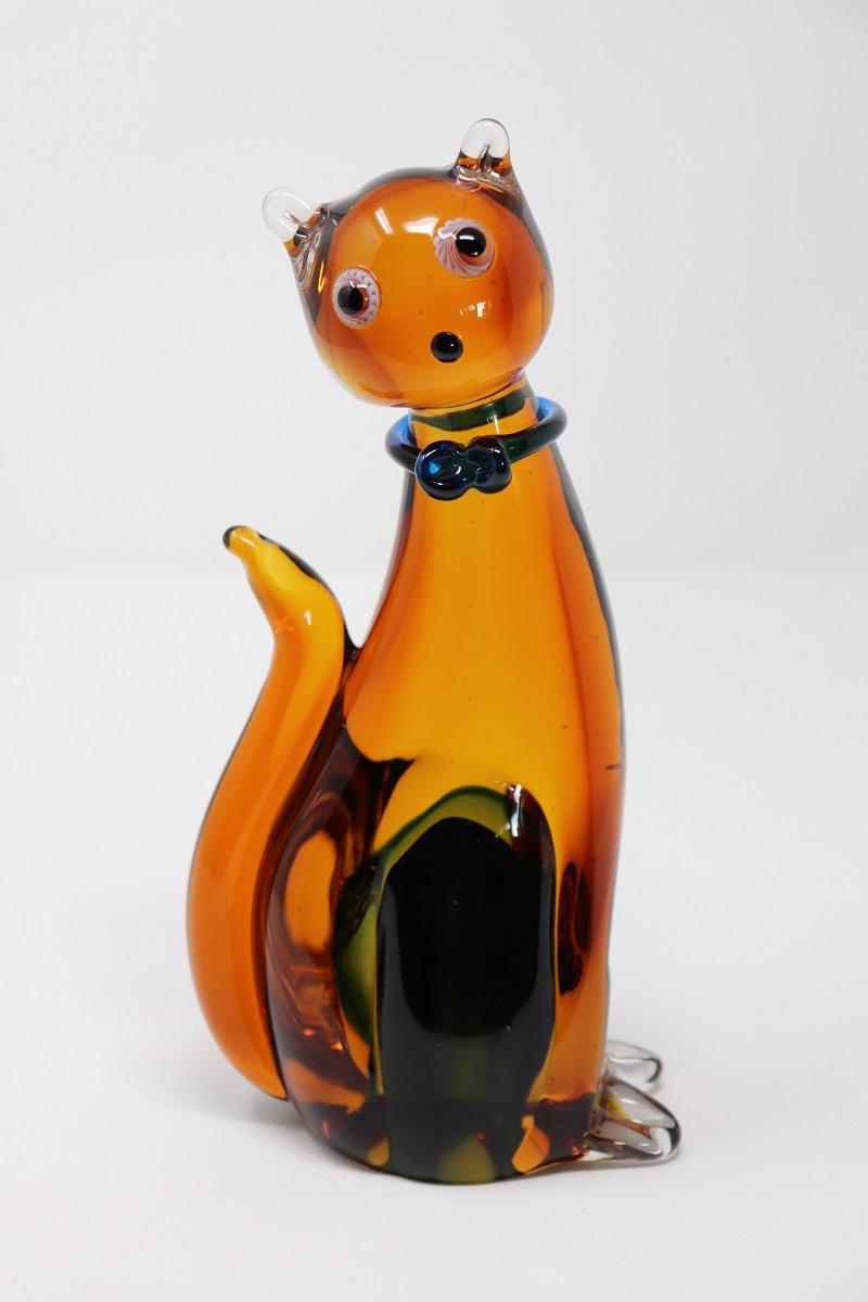Scultura di gatto in vetro Artistics di Murano del XX secolo in vendita 5