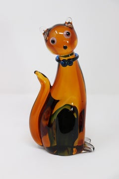 20th Century Italian Murano Artistic Glass Cat Sculpture