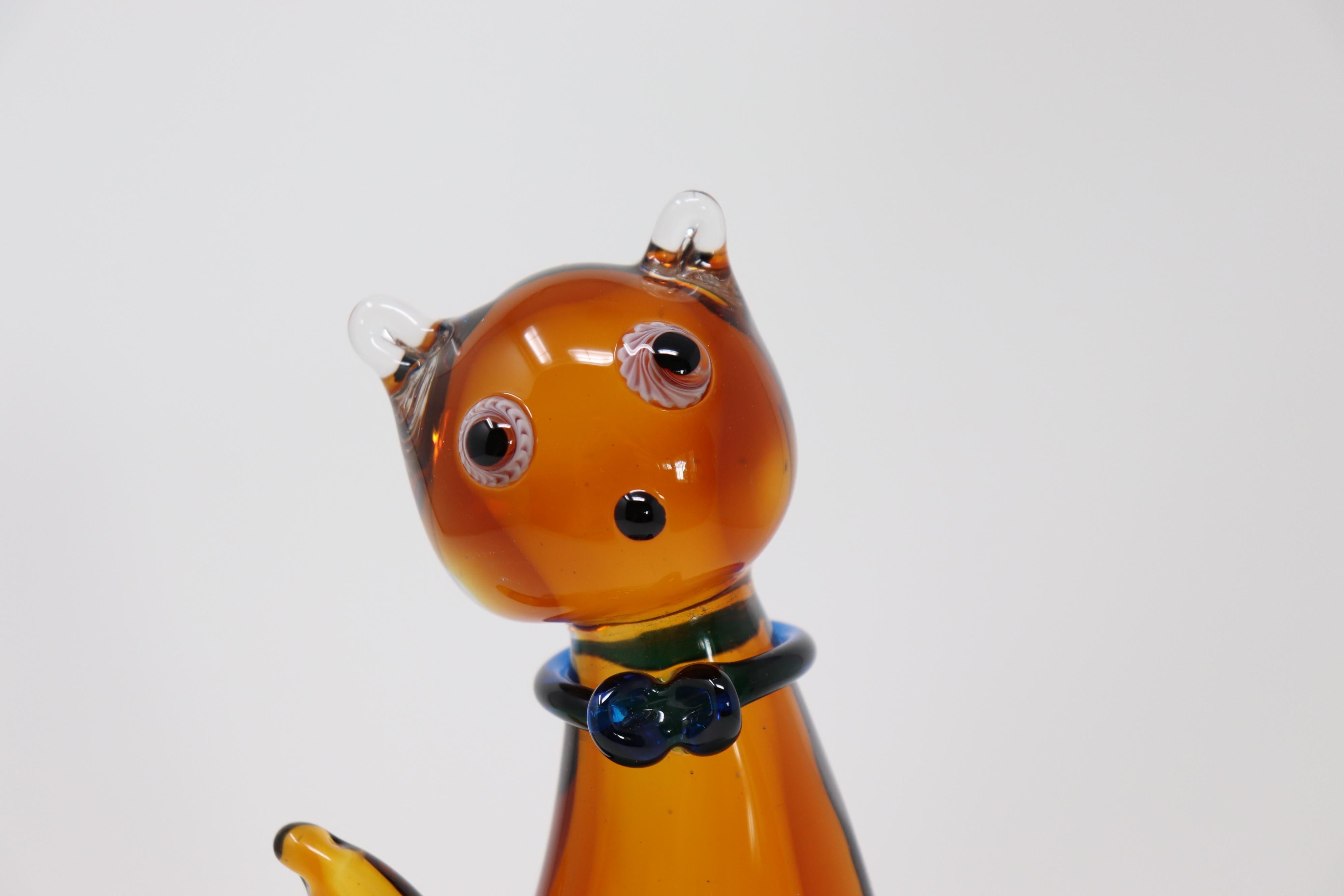 Fine XX secolo Scultura di gatto in vetro Artistics di Murano del XX secolo in vendita