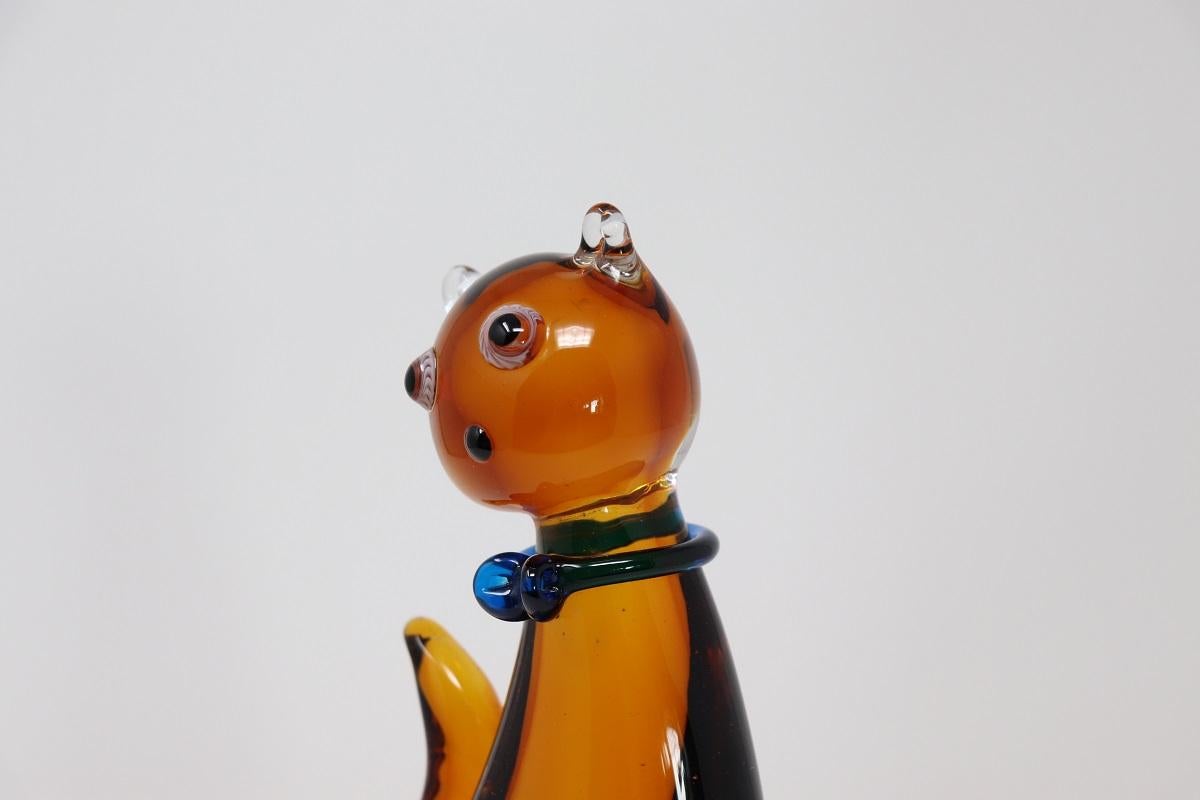 Vetro di Murano Scultura di gatto in vetro Artistics di Murano del XX secolo in vendita
