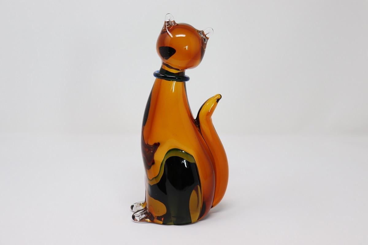 Scultura di gatto in vetro Artistics di Murano del XX secolo in vendita 2