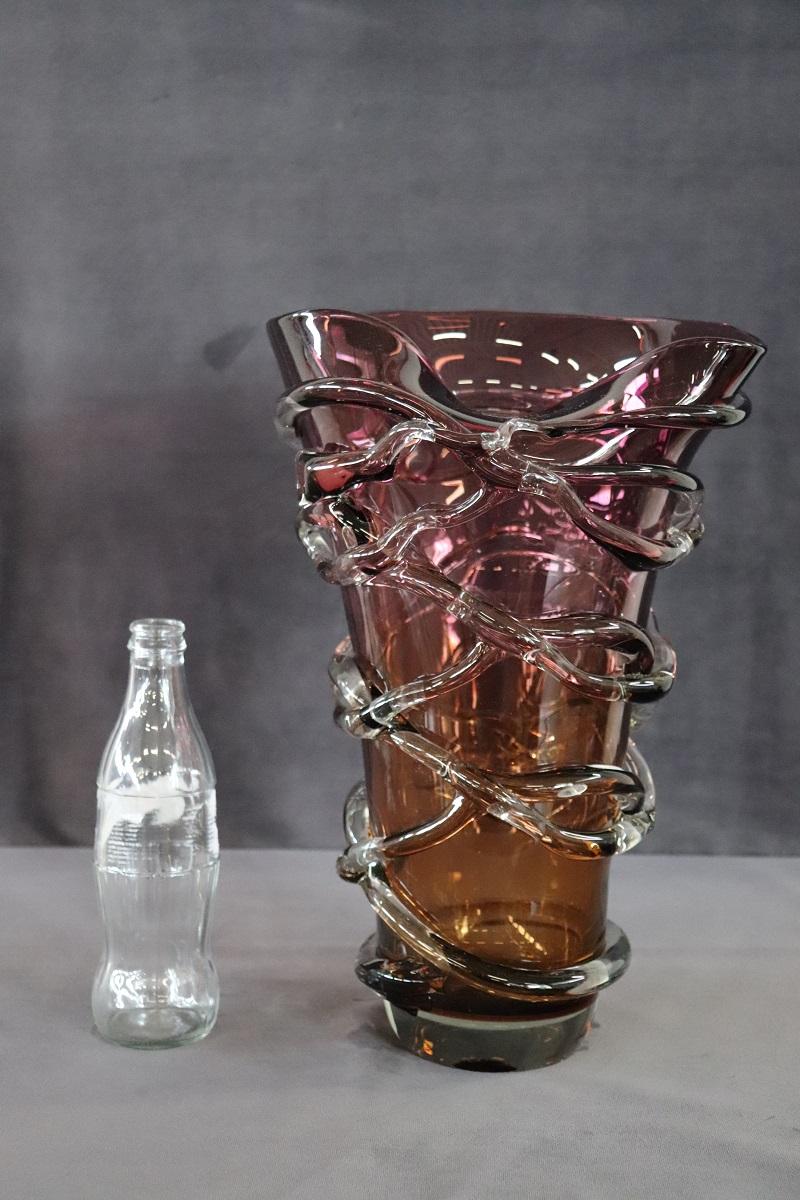 20th Century Italian Murano Artistic Glass Large Vase In Excellent Condition For Sale In Casale Monferrato, IT