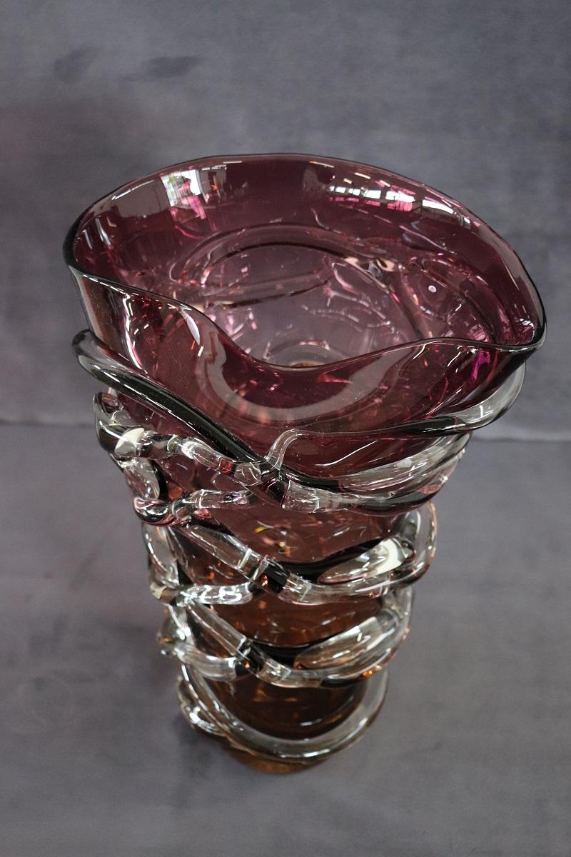 Late 20th Century 20th Century Italian Murano Artistic Glass Large Vase For Sale