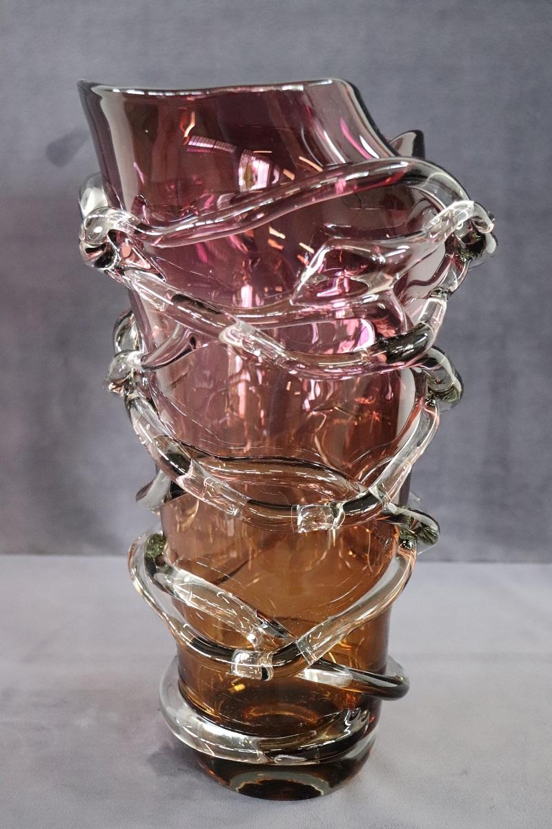 20th Century Italian Murano Artistic Glass Large Vase For Sale 1