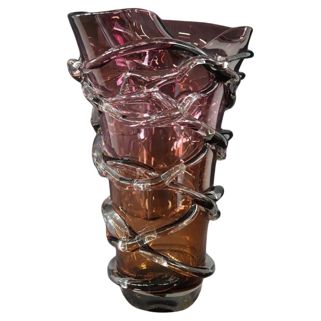 Grand vase italien du 20ème siècle en verre artistique de Murano