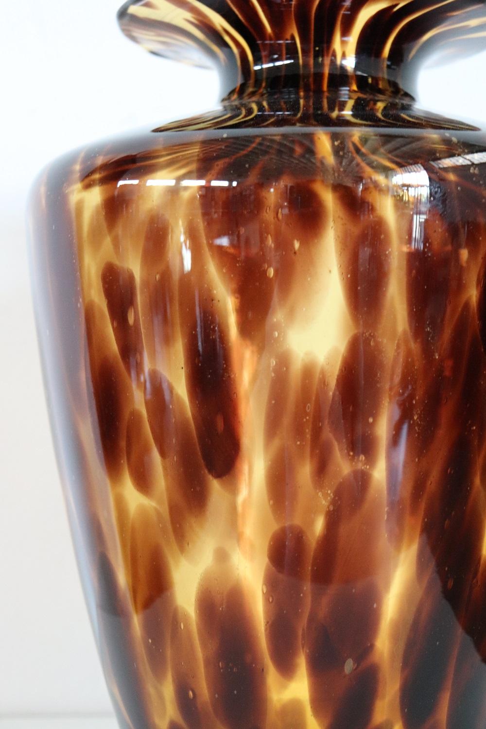 20th Century, Italian Murano Artistic Glass Large Vase in Tiger's Eye Color For Sale 1