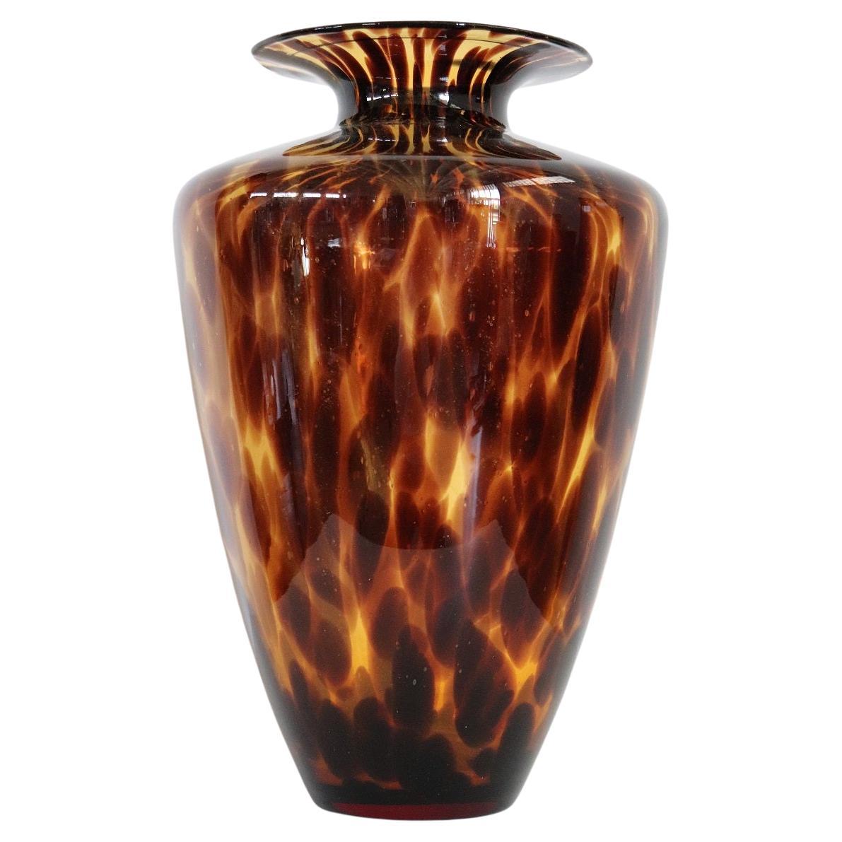 20th Century, Italian Murano Artistic Glass Large Vase in Tiger's Eye Color For Sale