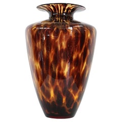 20th Century, Italian Murano Artistic Glass Large Vase in Tiger's Eye Color