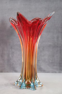 20th Century Italian Murano Artistic Glass Red Tall Vase, 1960s