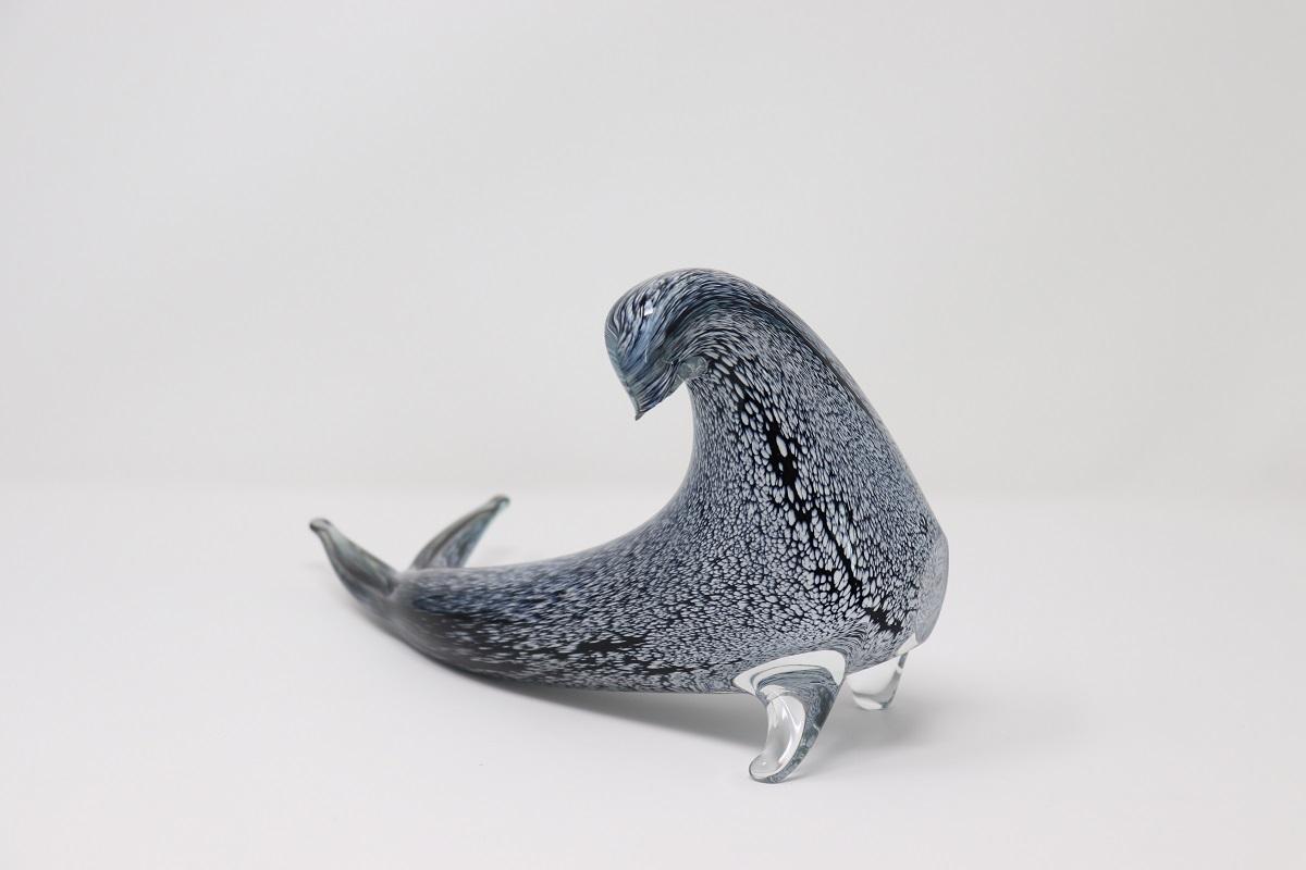 Late 20th Century 20th Century Italian Murano Artistic Glass Seal Sculpture For Sale