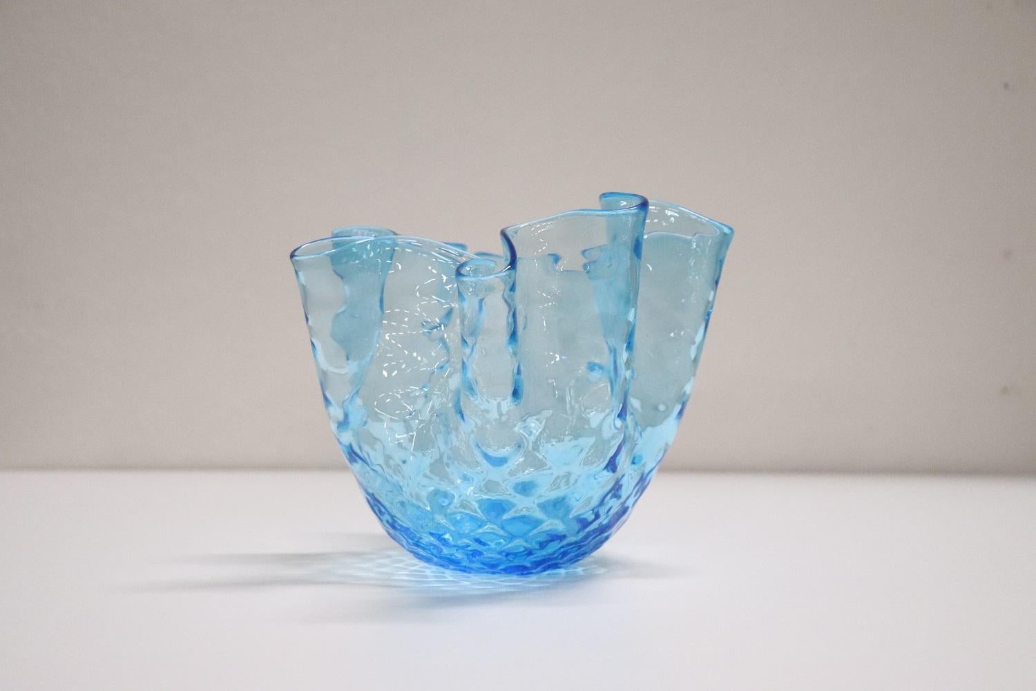 Mid-20th Century 20th Century Italian Murano Artistic Glass Vase, 1950s, Handkerchief Model For Sale
