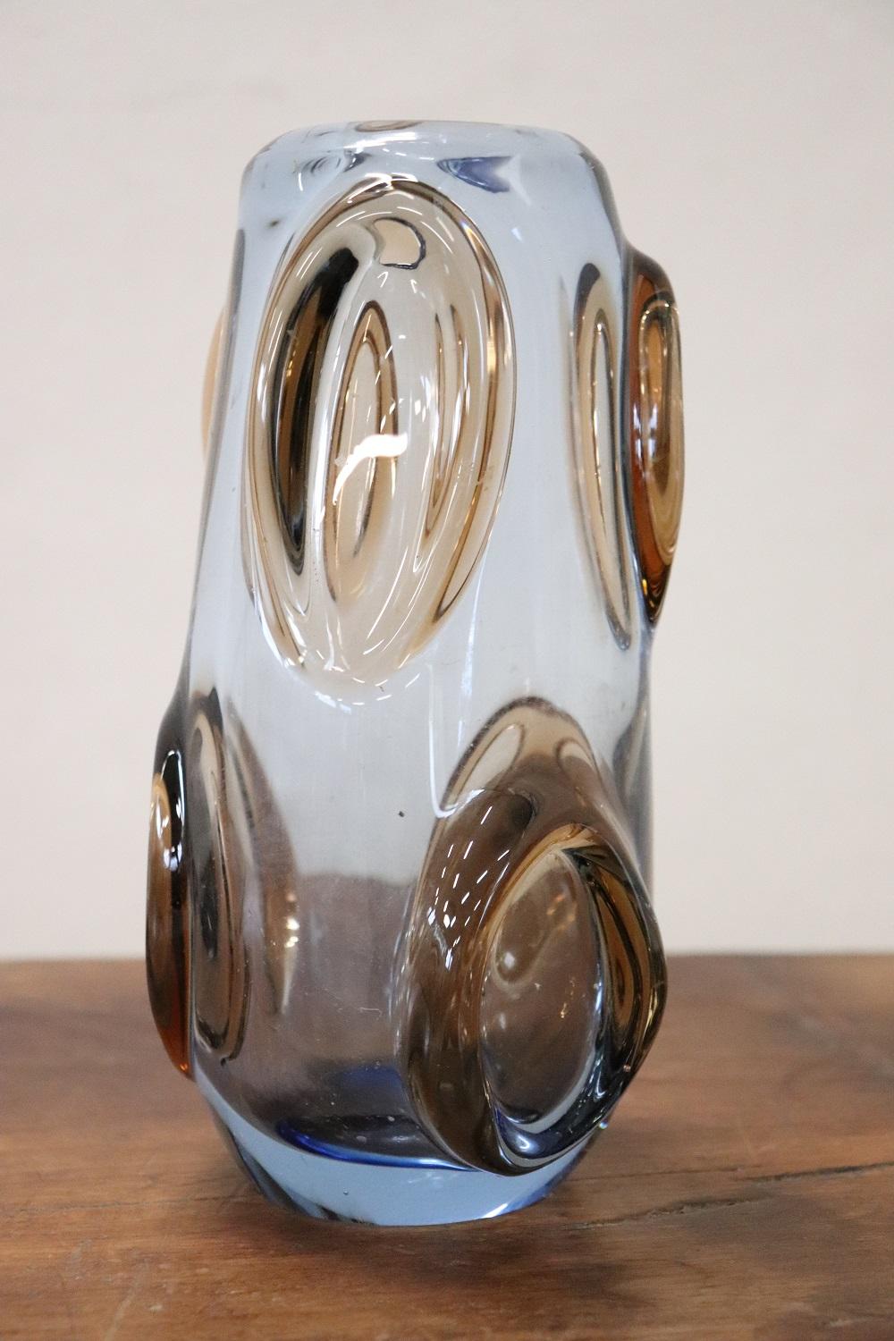 Refined artistic glass vase, Italy, production 1960s Murano. Not signed.
