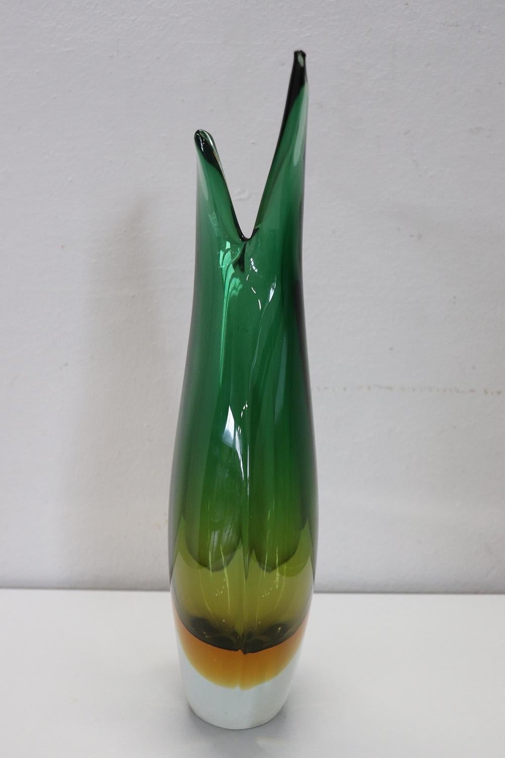 20th Century Italian Murano Artistic Glass Vase by Flavio Poli for Seguso, 1960s In Excellent Condition In Casale Monferrato, IT