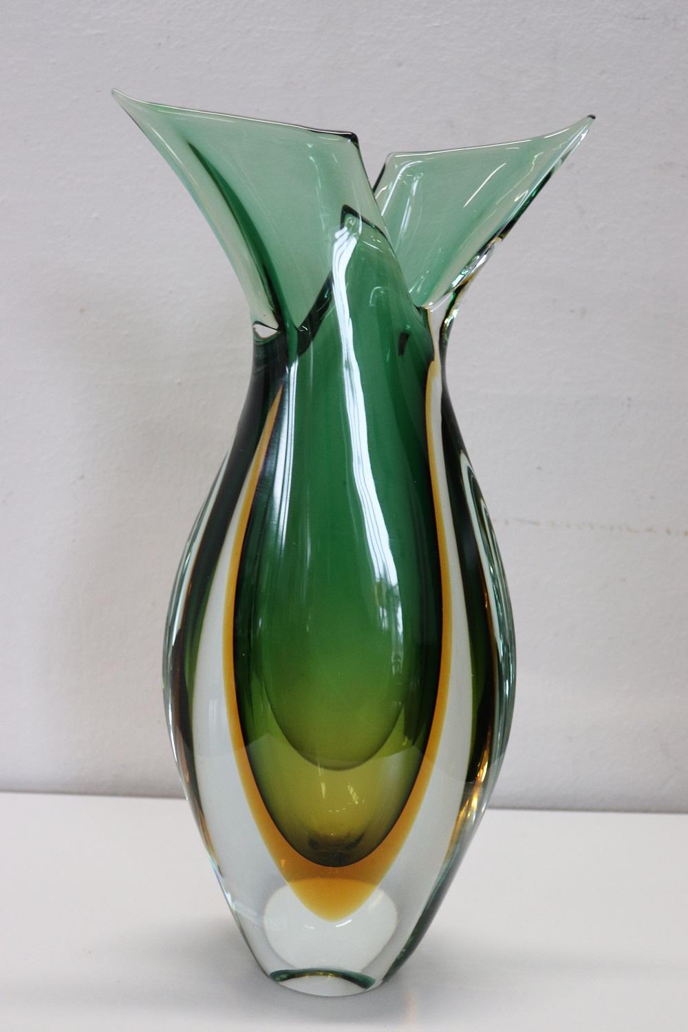 Mid-20th Century 20th Century Italian Murano Artistic Glass Vase by Flavio Poli for Seguso, 1960s