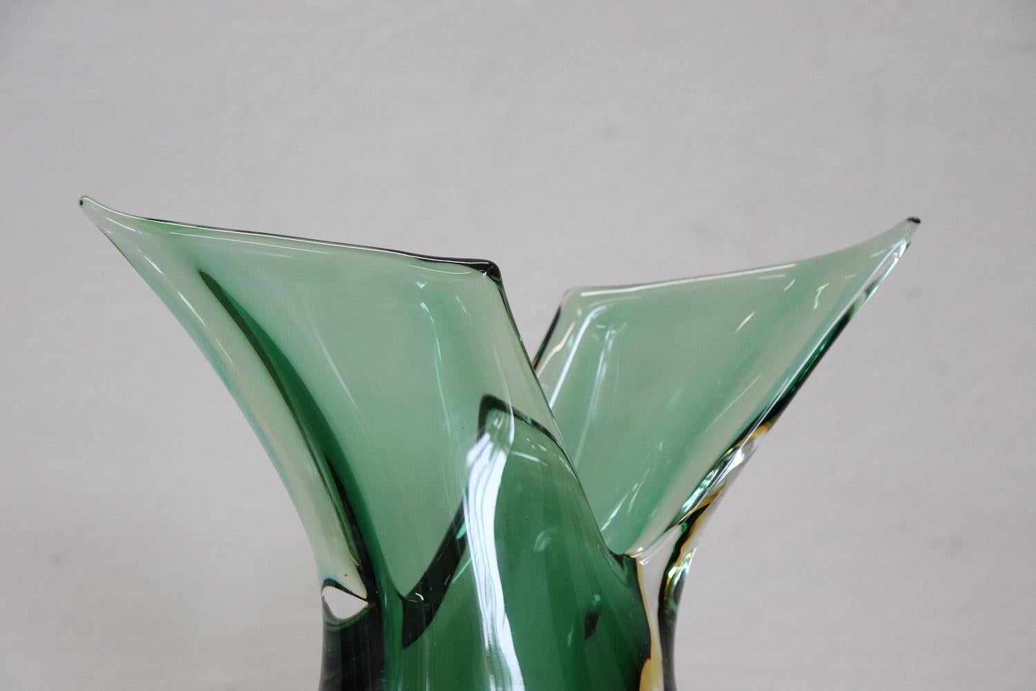 Murano Glass 20th Century Italian Murano Artistic Glass Vase by Flavio Poli for Seguso, 1960s