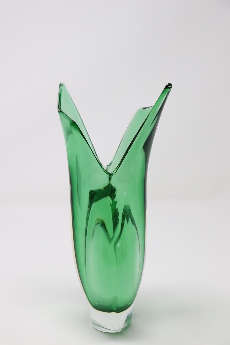 Murano Glass 20th Century Italian Murano Artistic Glass Vase by Flavio Poli for Seguso, 1960s For Sale