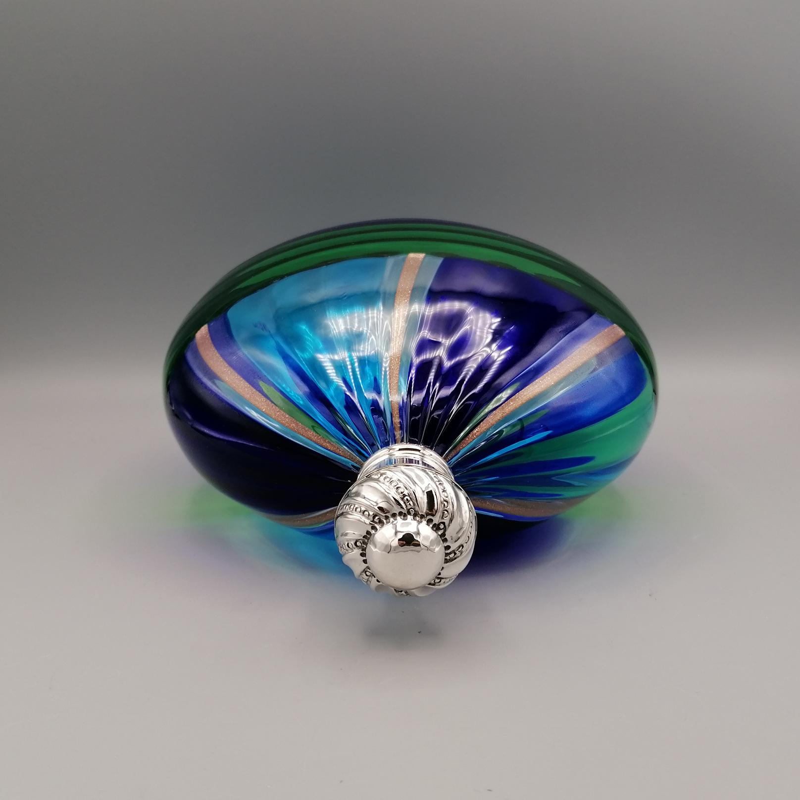 20th Century Italian Murano Glass and Silver decorated bottle 4