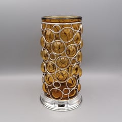 20th Century Italian Murano Glass and Sterling Silver Vase