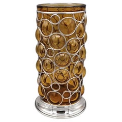 Vase aus italienischem Muranoglas und Sterlingsilber des 20. Jahrhunderts