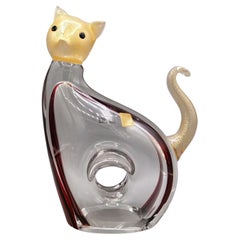 Chat italien en verre de Murano du XXe siècle