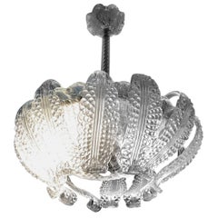 20th Century Italian Murano Glass Chandelier with 12 Leaves and Three Lights