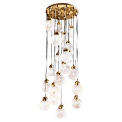 Lampadario con paralume in vetro di Murano del 20° secolo -  Ciondolo in ottone vintage