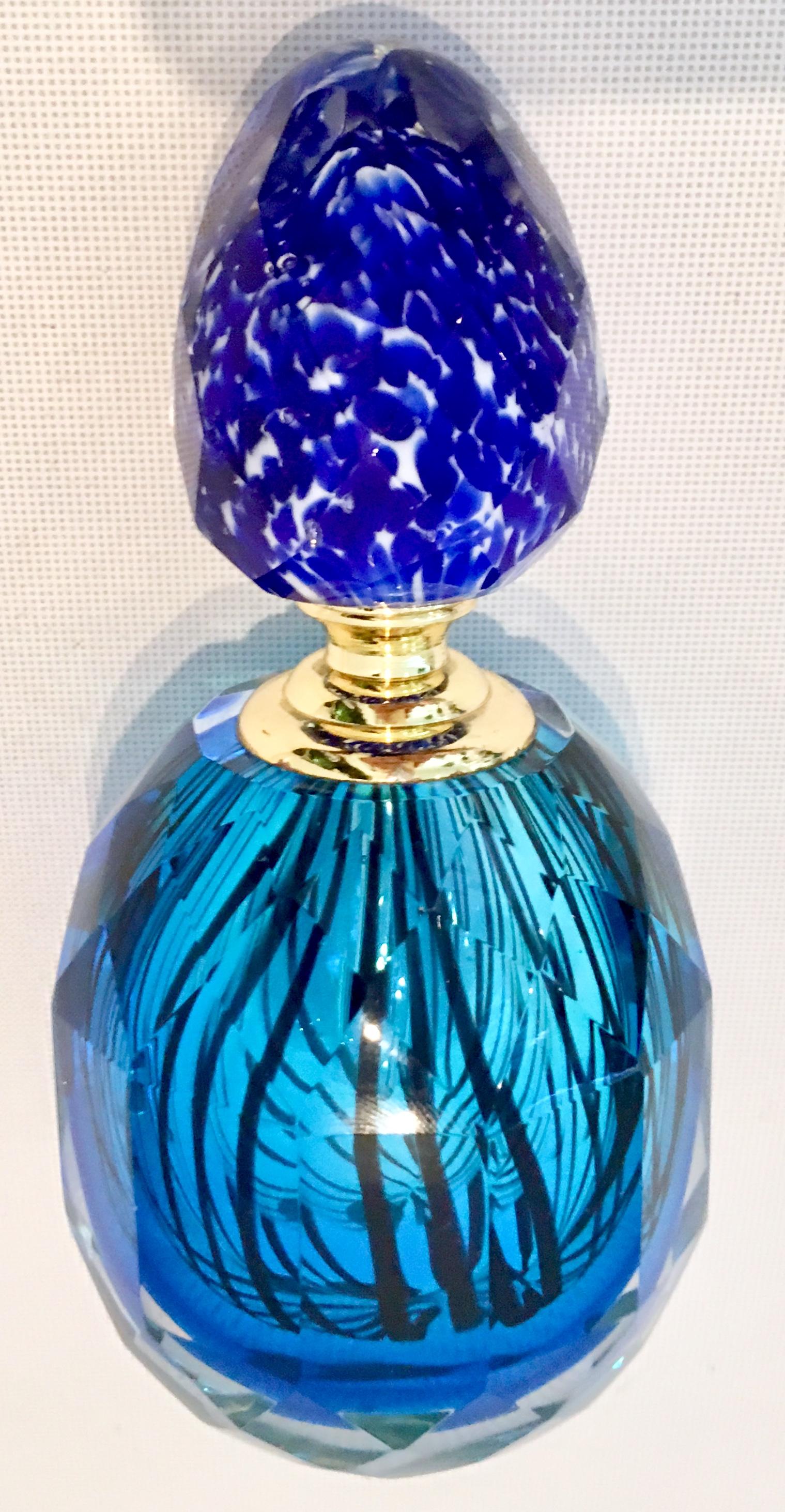 20th Century Italian Murano Glass Style Pair of Perfume Decanters In Good Condition In West Palm Beach, FL
