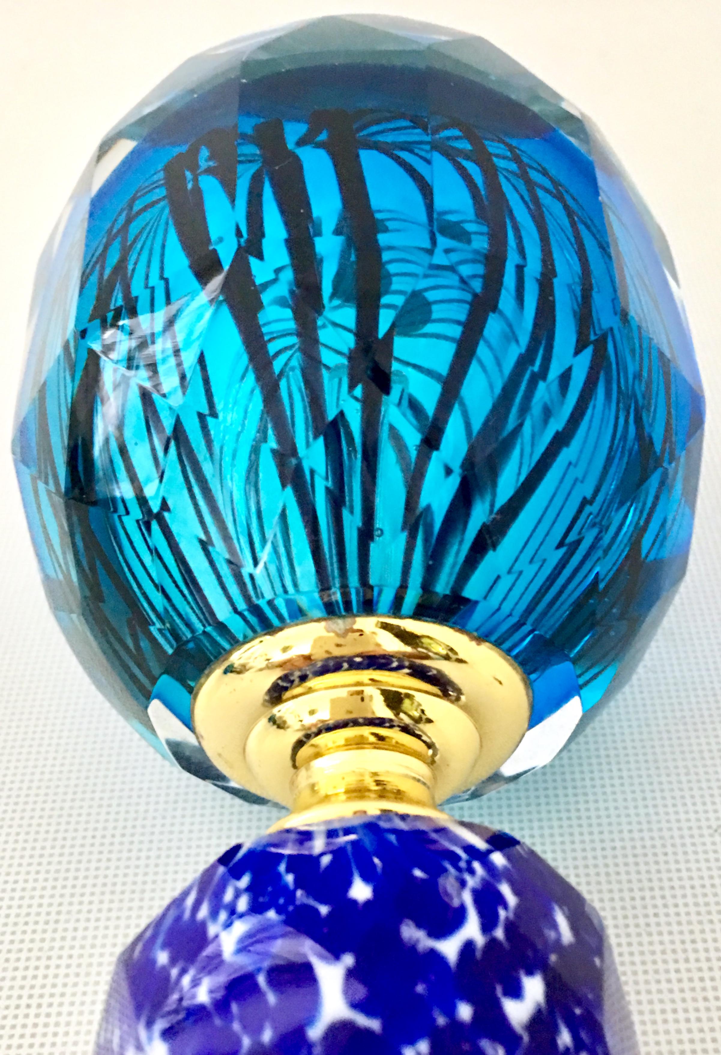 Brass 20th Century Italian Murano Glass Style Pair of Perfume Decanters
