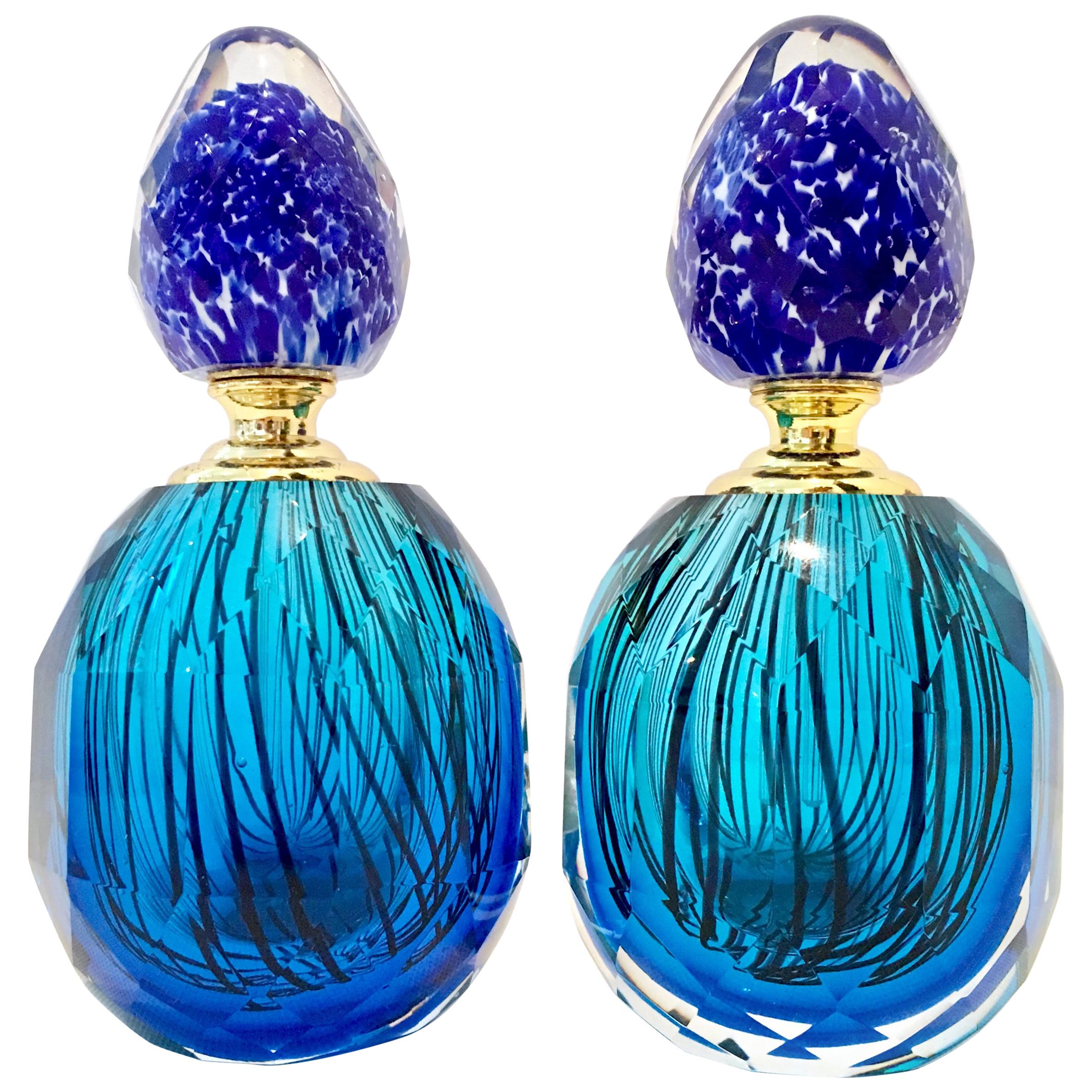 20th Century Italian Murano Glass Style Pair of Perfume Decanters
