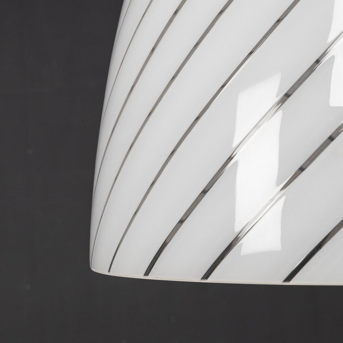 20th Century Italian Murano Glass Swirl Bowl Pendant Light by AVMazzega, C.1970 For Sale 3