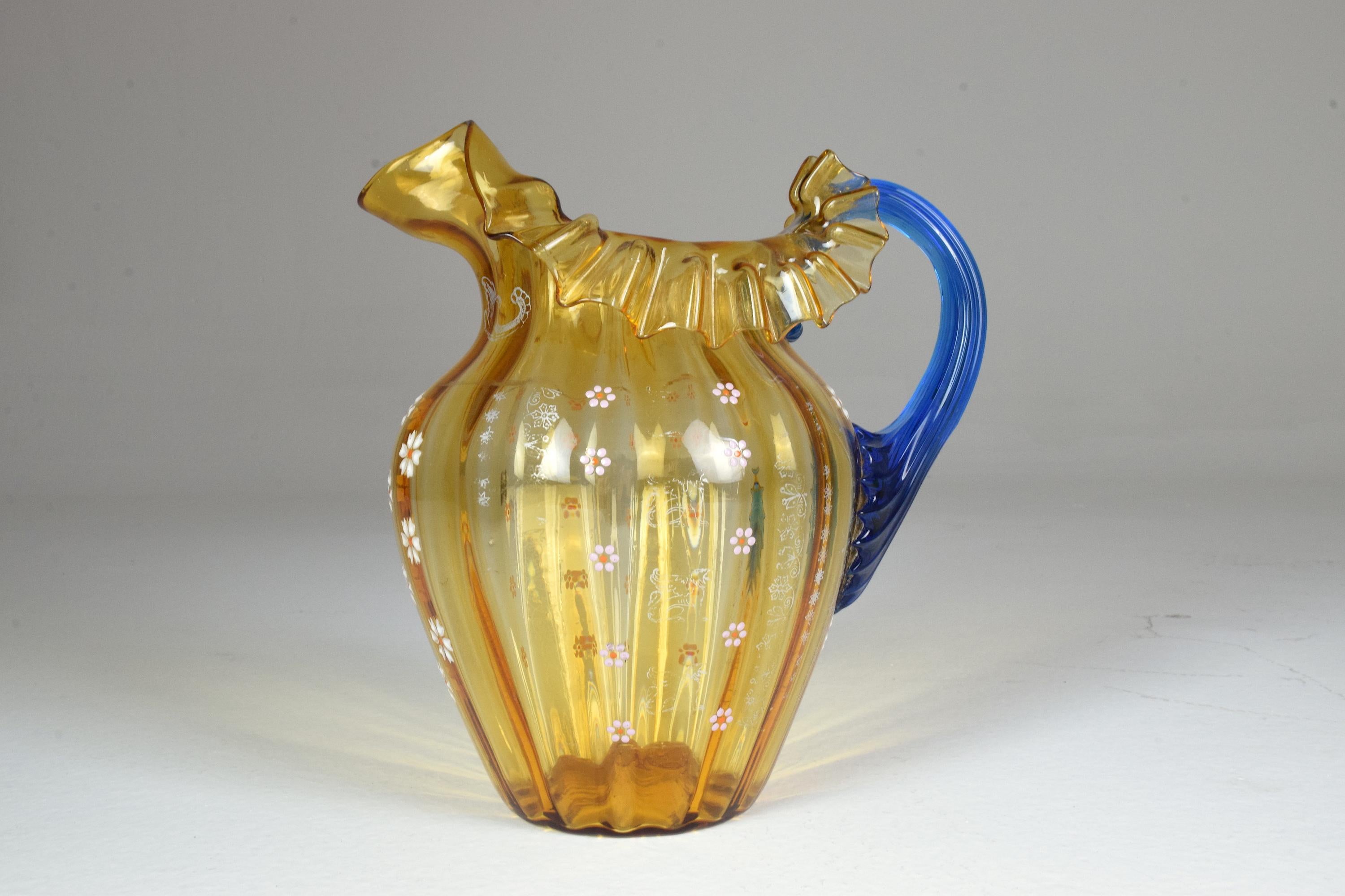 20th Century Italian Murano Liberty Style Pitcher In Good Condition For Sale In Paris, FR