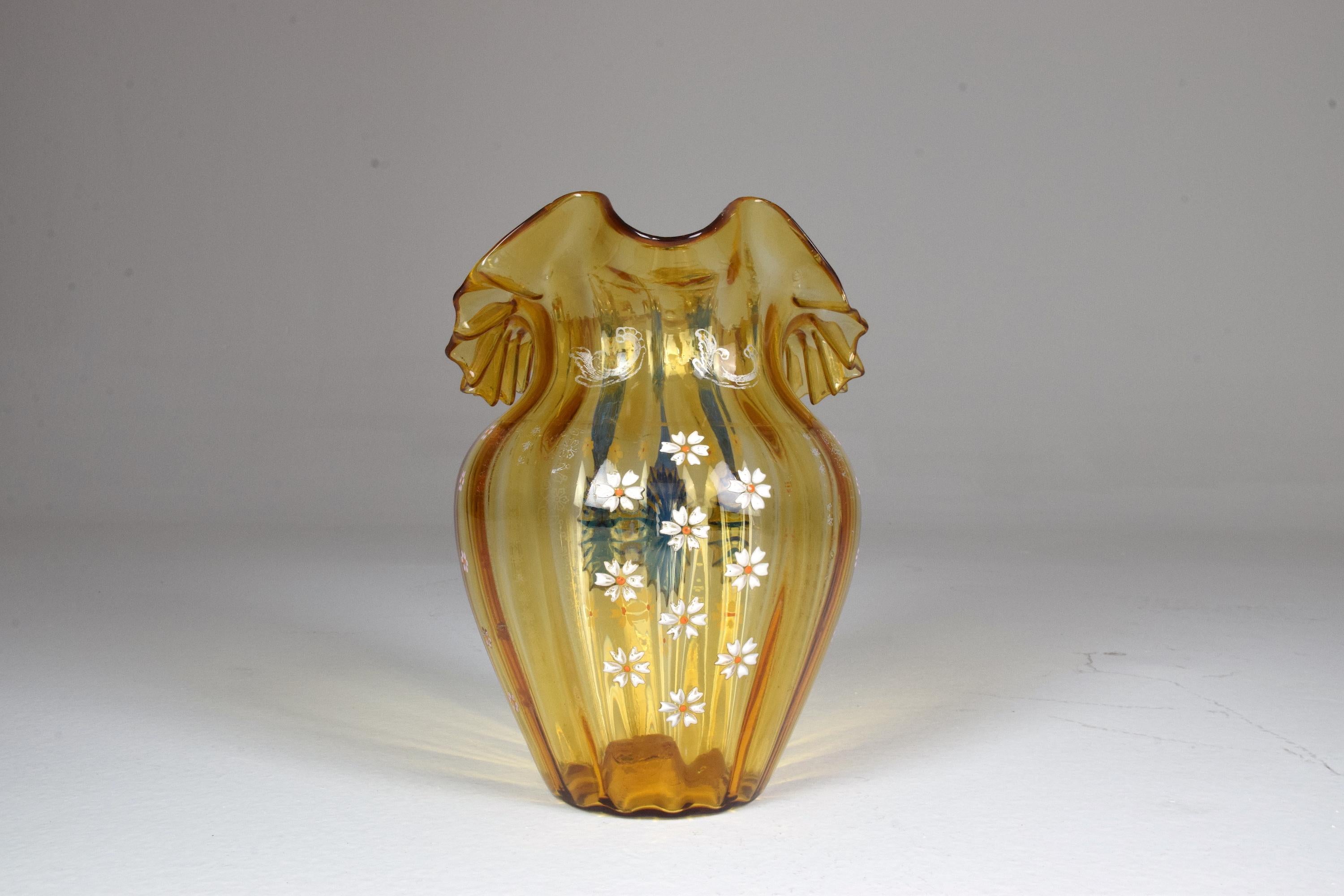 Blown Glass 20th Century Italian Murano Liberty Style Pitcher For Sale