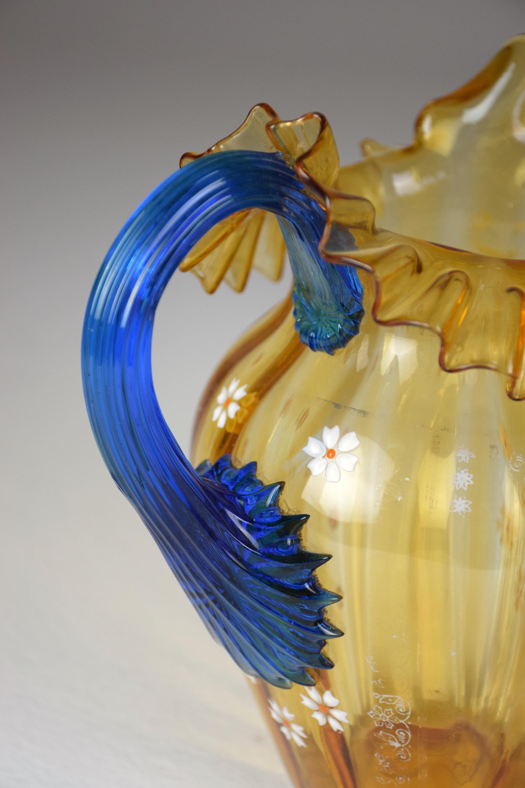 20th Century Italian Murano Liberty Style Pitcher For Sale 5