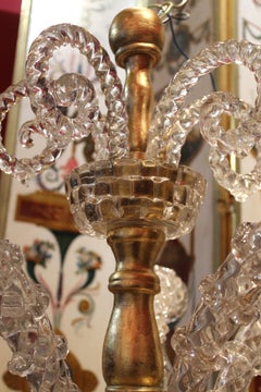 20th Century Italian Murano Transparent Glass Two-Tier Five-Light Chandelier