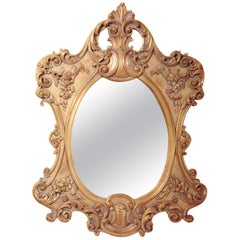 20th Century Italian Neapolitan, Louis Philip, Hand Carved Wood, Mirror