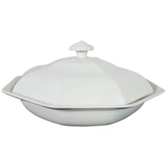 20th Century Italian Neoclassic Style White Ceramic Soup Tureen, 1920s
