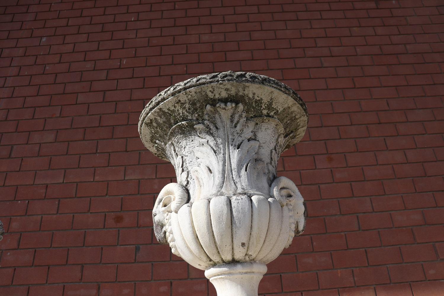 20th Century Italian Neoclassical Carved Limestone Garden Large Vase 2