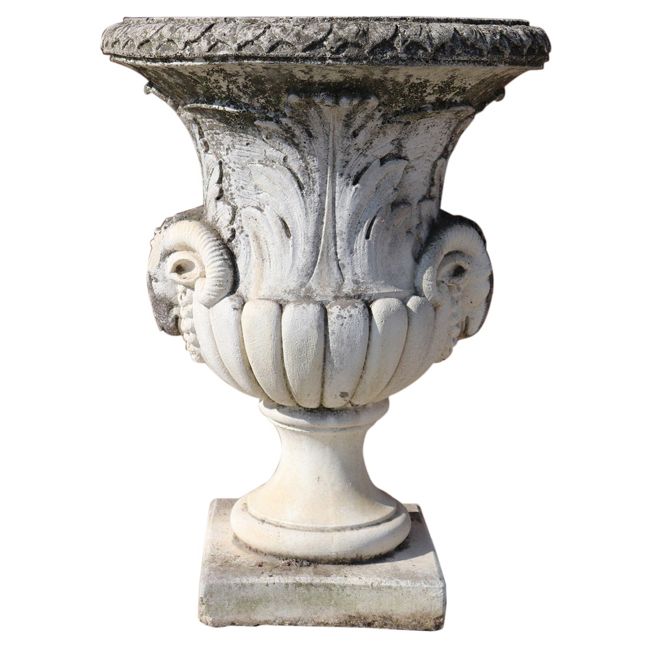 20th Century Italian Neoclassical Carved Limestone Garden Large Vase