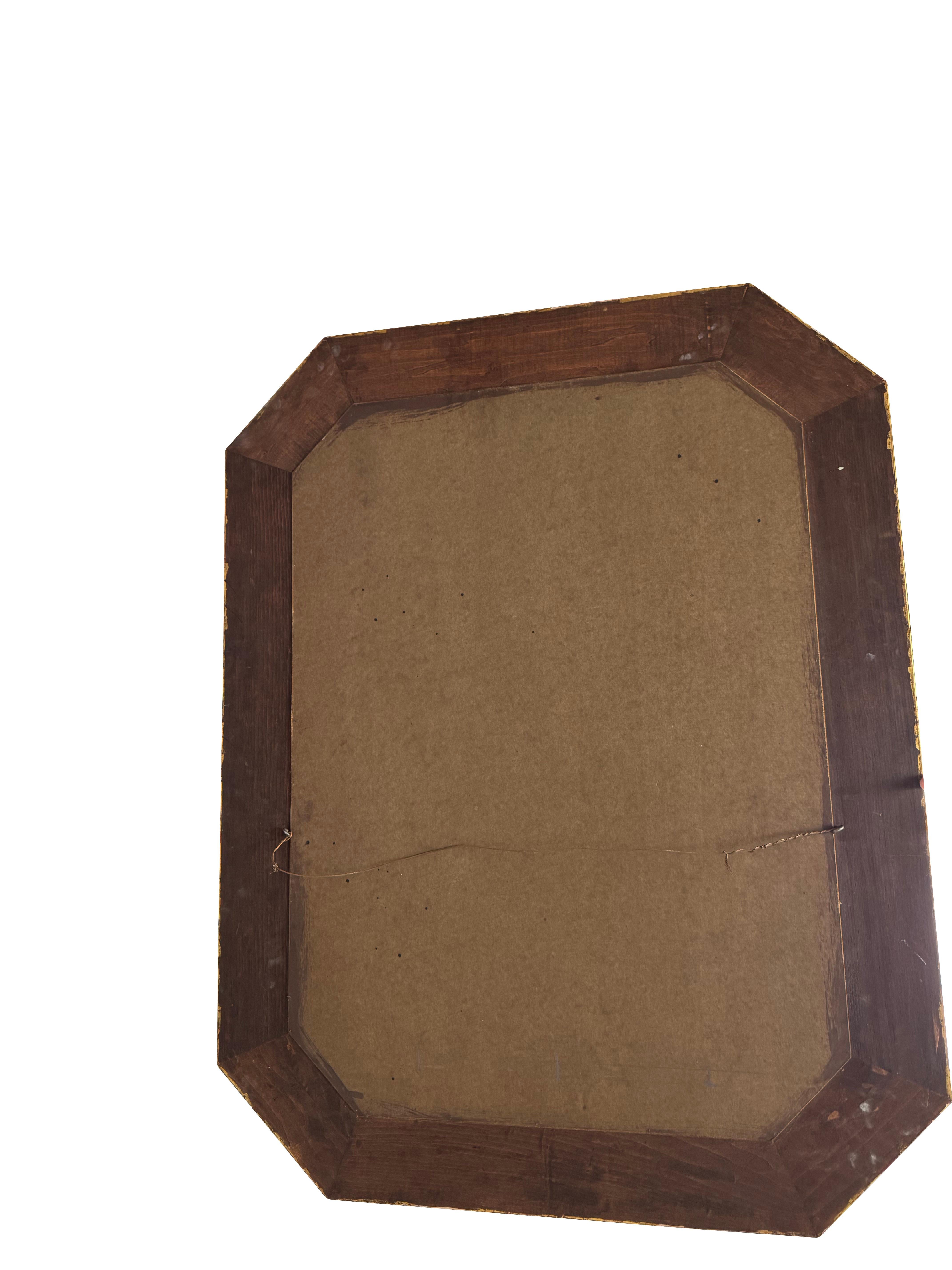 Espejo Églomisé Neoclásico Italiano del Siglo XX en Blanco y Oro en venta 4