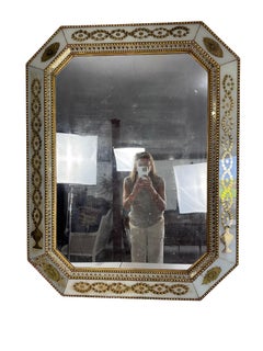 20th Century Italian Neoclassical Églomisé Mirror in White and Gold